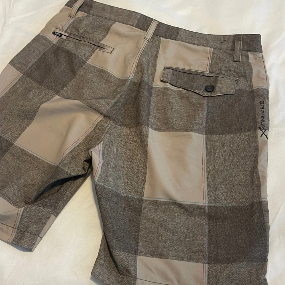 Billabong Men's Checkered Brown and Tan Shorts